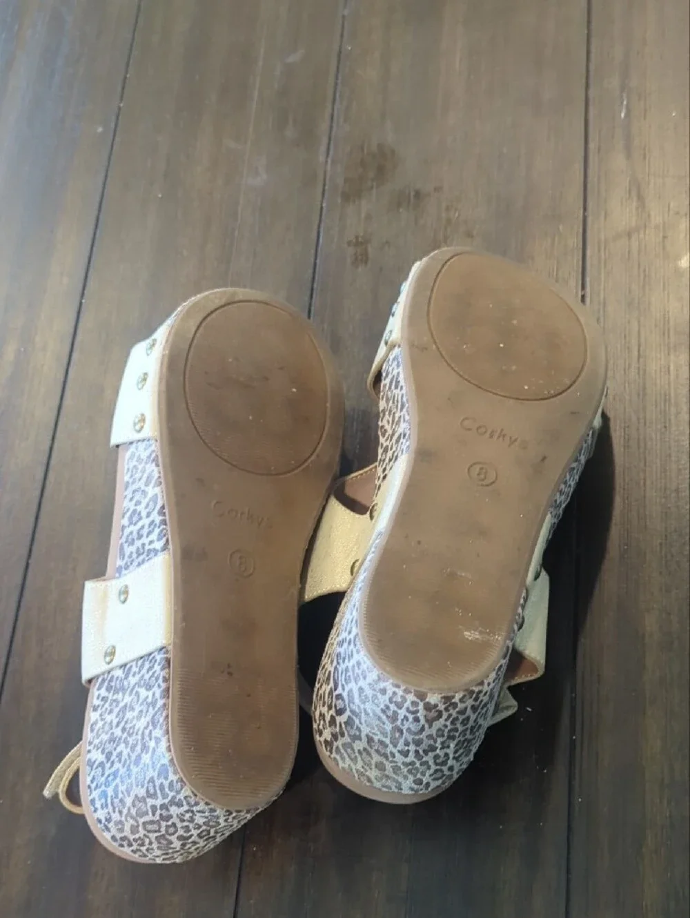 Corky's Wedge sandals Size 8 Leopard And Gold